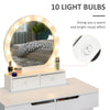 Dressing Table Set With Mirror & Stool 10 LED Bulbs Makeup Dresser Desk