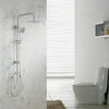 Shower Kit Twin Head Waterfall Chrome Adjust Riser Rail with Chrome Square Set