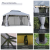 3 x 4m Aluminium Gazebo w/ 2 Tiers Roof Patio Garden Party Tent Grey