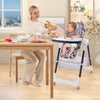 Folding Baby High Chair Adjustable Convertible High Chair W/ Reclining Backrest