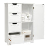 Mondeer White Bathroom Storage Cabinet with 4 Drawer 1 Door Adjustable Partition