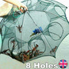 8 Holes Foldable Fishing Trap Net Crab Shrimp Crayfish Lobster Bait Cage Tool UK