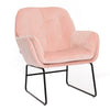 Vintage Distressed Pink Velvet Armchair Chair Sofa Fireside Buttoned Industrial