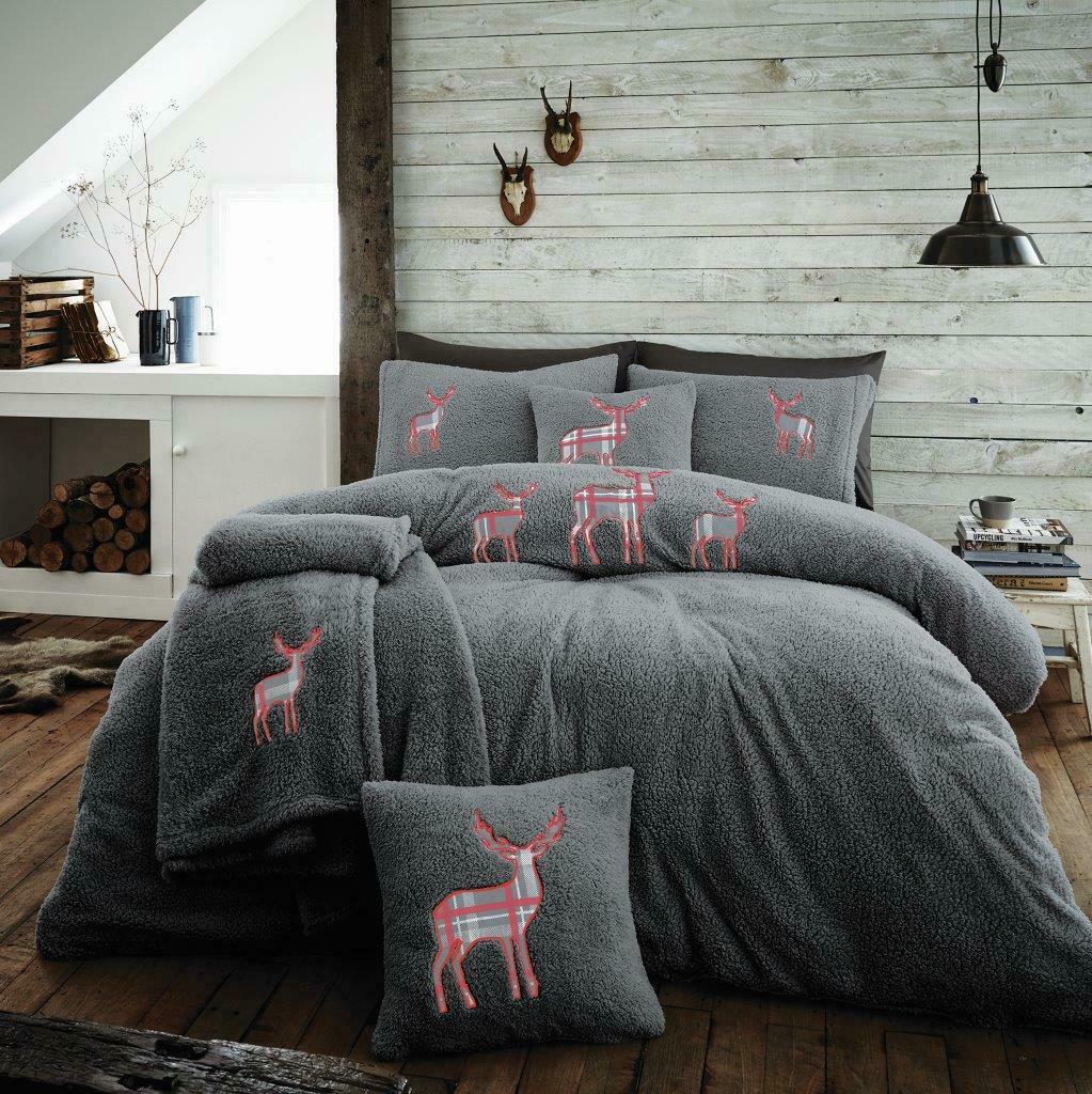 TEDDY BEAR FLEECE Duvet Cover & Fitted Sheet Sherpa Thermal Soft Bedding Set