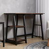 Industrial PC Computer Desk with Shelves Wooden Home Office Study Work Table