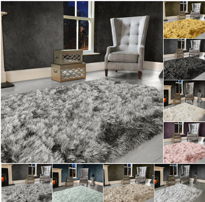 Modern Large Extra Thick 9cm High Pile SHAGGY Floor RUG with SPARKLE SHIMMER