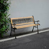 Garden Bench 3 Seater Iron Tulip Back Wood Slat Outdoor Chair Seating Furniture