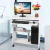 Wooden Trolley Computer PC Laptop Desk White Study Office Bedroom Furniture Wood