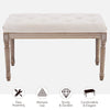 Vintage French Hallway 80cm Bench Dining Bench Seat Rubberwood & Tufted Cushion