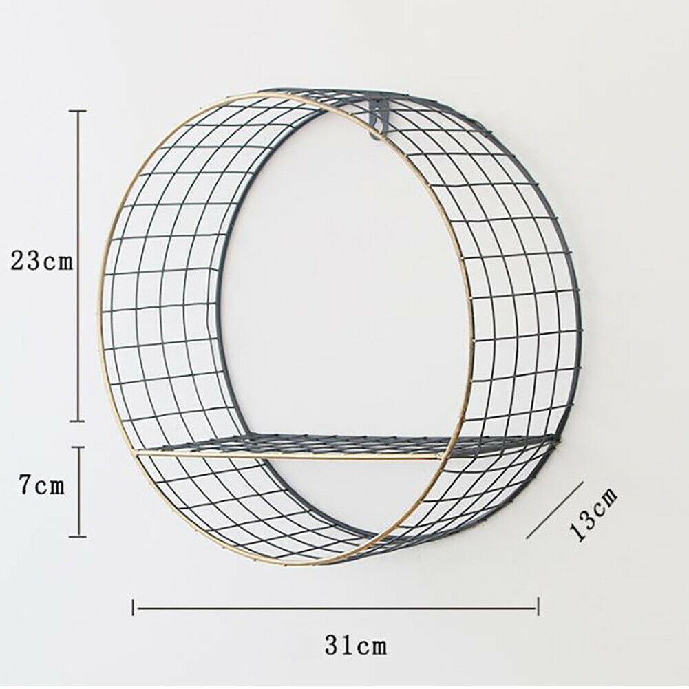Retro Metal Wall Shelf Industrial Style Round Storage Display Rack Shelving Unit