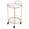 Industrial Drinks Trolley Glass & Metal Cart Vintage Serving Shelf Kitchen Table