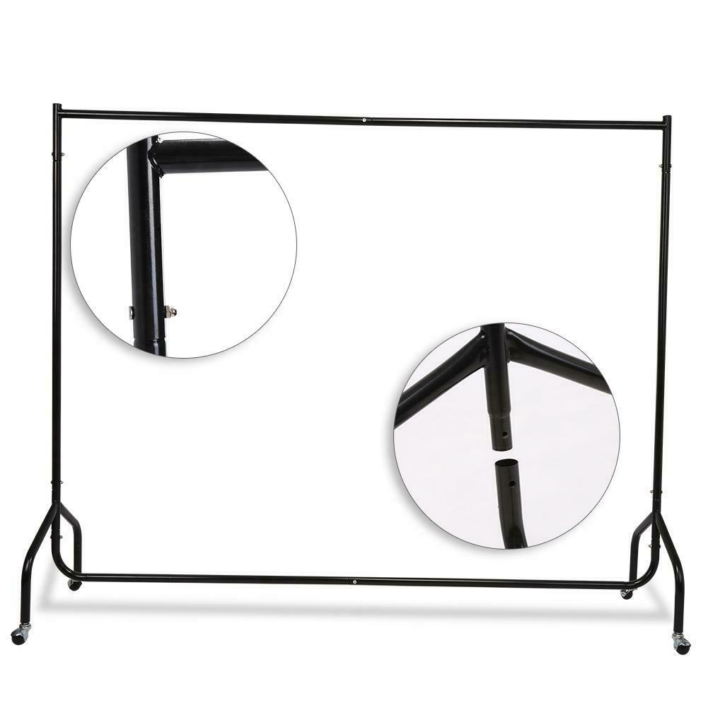 6 ft Rolling Clothes Rail Rack Garment Dress Hanging Stand Storage Hanger Shelf