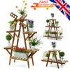 3 Tier Outdoor Wooden Flower Plant Pot Shelf Stand Folding Display Ladder Garden