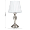 Traditional Wrought Iron Table Lamp Silver Brushed Chrome Pleated Fabric Shade
