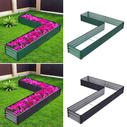 Garden Metal Planter Raised Grow Bed Vegetable Elevated Flower Trough Herb Box