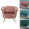 Lotus Seat Velvet Fabric Tub Chair Winged Scallop Shell Back Armchair Metal Legs