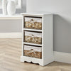 White Wooden Chest of Drawers Storage Unit Willow Wicker Baskets Organisers