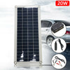12V 20W Portable Solar Panel Car Van Boat Caravan Camper Trickle Battery Charger