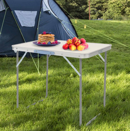 2.3FT FOLDING PORTABLE CAMPING TABLE WOODEN MDF OUTDOOR DINING BBQ PICNIC PARTY