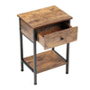 Rustic Wooden Side Table with 1 Drawer&Shelves End Table for Bedroom Living Room