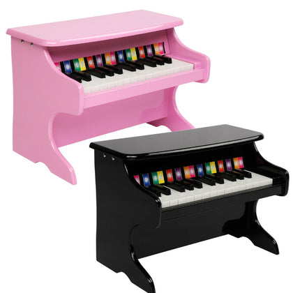 Kids Children 25 Keys Wooden Piano Keyboard with Score,Phonetic Card Sticker