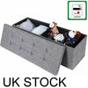 Large Grey Fine Linen Folding Storage Ottoman Pouffe Seat Foot Stool Storage Box