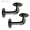 2PC Pipe Shelf Brackets Industrial Iron Rustic Wall Floating Shelves Supports UK
