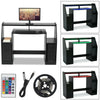Gaming Computer Table w/ Shelf & RGB Lights Laptop Desk Office Workstation Black