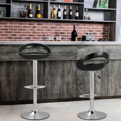 Pair of Swivel Bar Stools Kitchen Bar Pub Barstool Adjustable Height Chrome Base