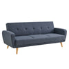 3 Seater Sofa Bed Charcoal Fabric Wooden Legs Cushioned Comfortable Sofabed