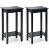 2 PCS Versatile 2-Tier Tall Side Table End Table Narrow Beside Storage Table