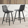 2 Pcs Grey Velvet Bar Stools Breakfast Stool Kitchen Pub Chairs 65 cm seat High