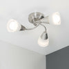 Modern 3 Way Semi Flush Ceiling Light Fitting Brushed Chrome + Glass Lounge Home