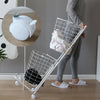 2/3 Tier Metal Wire Washing Laundry Basket Rolling Cart Hamper Clothes Storage