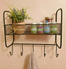Vintage Style Black Metal Wall Shelf Unit Hooks Rack Home Storage Kitchen Decor