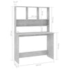 Modern Grey Computer Desk Shelves Shelf Storage Space Saving Writing Table Study