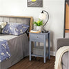 Wooden Side End Table, Bedside Table with Drawer & Shelf Grey Nightstand Bedroom