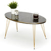 Oval Coffee Table & Set of 3 Round Nested End tables - Gold & Black Marble