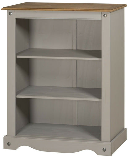 Corona Bookcase Grey Wax Small 3 Shelf Unit Solid Pine by Mercers Furniture®