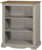 Bookcase Grey Wax Small 3 Shelf Unit Solid Pine