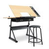 Adjustable Drawing Table Draft Artist Office Desk with Retractable Board Stool