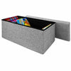 Large Linen Folding Storage Ottoman Pouffe Double Seat Foot Stool Storage Boxes