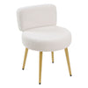 Dressing Table Stool Linen/Faux Fur Makeup Vanity Seat Chair Metal Legs Pouffe