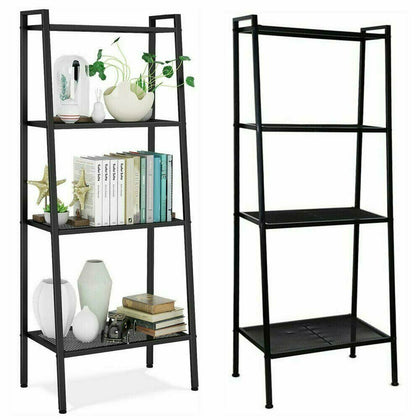 Black Ladder Shelving Unit 4 Tier Display Stand Book Shelf Flower Storage Rack