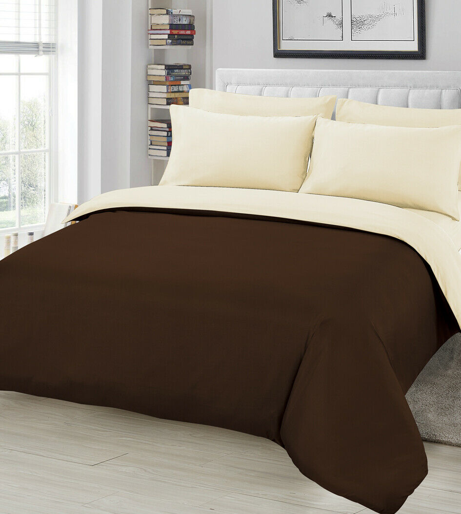 Plain Duvet Cover & Pillowcase Reversible Bedding Set or Fitted Sheet
