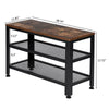 Industrial Shoe Bench Vintage Style Seat Rustic Metal Hallway Storage Tier Rack