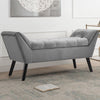 Vintage Accent Bench Velvet Bed End Bench Upholstered Lounge Chairs Wood Legs UK