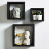 NEW BLACK SET OF 3 FLOATING CUBE SHELVES WALL MOUNTED HOME DECOR DISPLAY UNITS