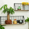 2Pack Vintage Industrial Wall Shelf Metal Wire Wood Rack Storage Display Unit UK