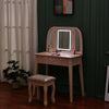 Pink Dressing Table Makeup Vanity Desk Drawers W/ LED Lights Mirror & PU Stool